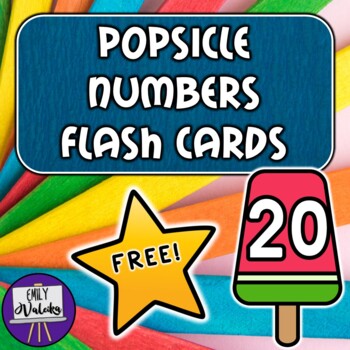 Preview of Popsicle Numbers Flash Cards FREEBIE- Summer Counting 0-20