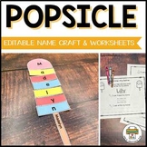 Popsicle Preschool Editable Name Craft and Worksheets