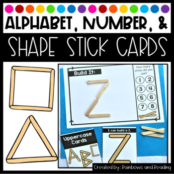 Preview of Popsicle Stick Alphabet, Number, and Shape Cards