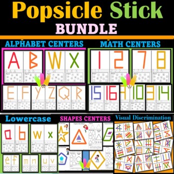 Preview of Popsicle Sticks Activities | Alphabets, Numbers, Shapes, Visual Discrimination