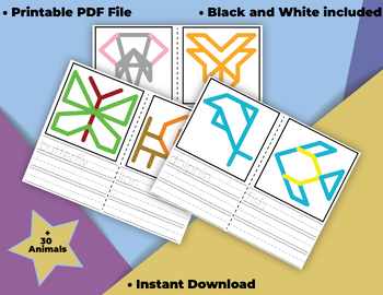 Preview of Popsicle Sticks Animals Task Cards. Build it,Trace it.