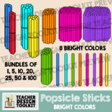 Popsicle Sticks Clip Art: Bright Colors • Counting Math Ma