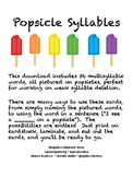 Popsicle Syllables - Multisyllabic Words for Speech Therapy