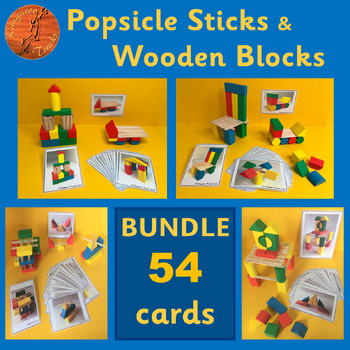 Preview of Popsicle sticks & wooden block building challenge cards BUNDLE - STEM activity