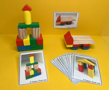 Preview of Popsicle sticks & wooden block building challenge cards (SET 3) - STEM activity