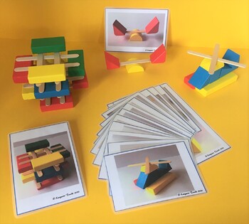 Preview of Popsicle sticks & wooden block building challenge cards (SET 1) - STEM activity