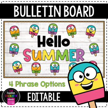 Preview of Popsicles Summer Bulletin Board Craft - [EDITABLE]