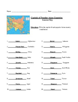 list of asian countries and capitals