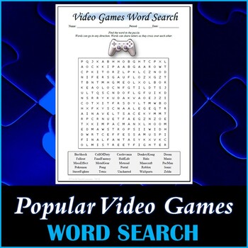 Preview of Popular Video Games Word Search Puzzle