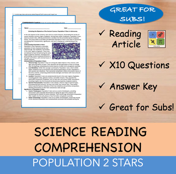 Preview of Population 2 Stars - Reading Passage x 10 Questions - 100% EDITABLE