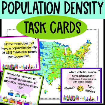 Preview of Population Density Map Task Cards - how to read special purpose maps