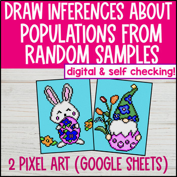 Preview of Population Inferences Digital Pixel Art | Random Samples | Statistics 7th Grade