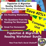 Population & Migration Unit Reading Worksheet Bundle **Editable**