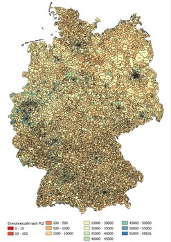 Preview of Population by postal code Federal States Germany Map