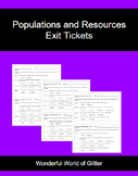 Populations and Resources Exit Tickets Middle School Science