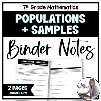 Preview of Populations and Samples - 7th Grade Math Binder Notes