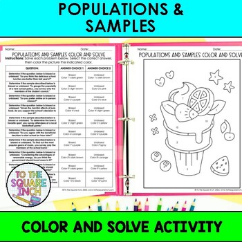 Preview of Populations and Samples Color & Solve Activity | Color by Number