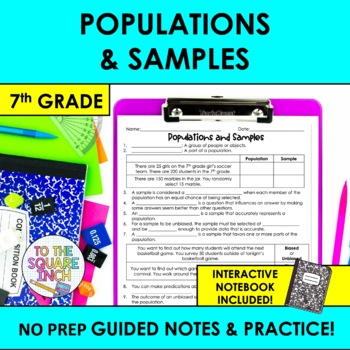 Preview of Populations and Samples Notes & Practice | + Interactive Notebook Format