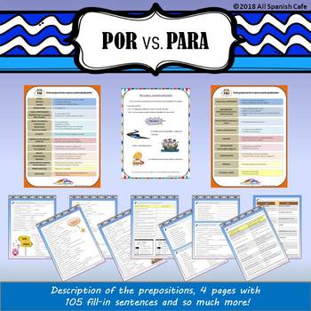 Preview of Por vs. Para: Handouts and Practice Pack