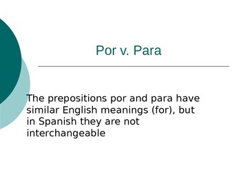 Por vs. Para Powerpoint by Senor Pajaro | TPT