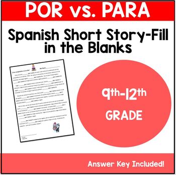Preview of Por vs. Para en Español- Spanish story prepositions