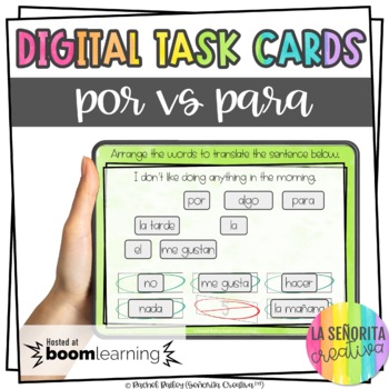 Preview of Por y Para Digital Task Card Activity | BOOM Cards