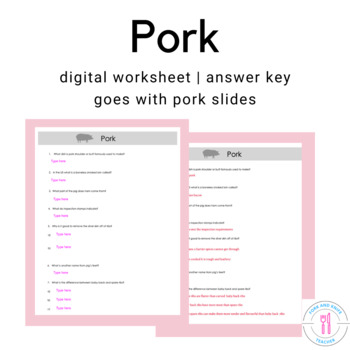 Preview of Pork Cooking And Use  For The Culinary High School And FCS Classroom
