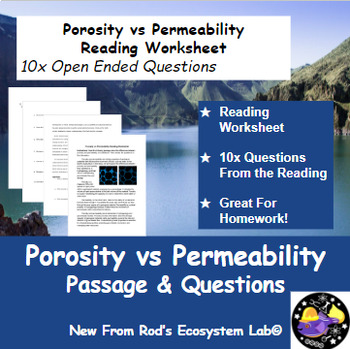 Preview of Porosity vs Permeability Reading Worksheet **Editable**