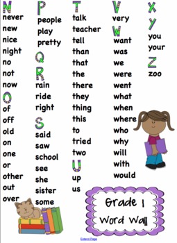 Portable Desktop Word Wall Grade 1 - Printable PDF