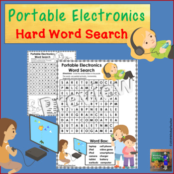 Preview of Portable Electronics Technology Word Search | HARD Puzzle