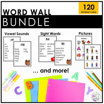 Preview of Portable Personal Word Wall with Pictures and Sight Words and Phonics Bundle