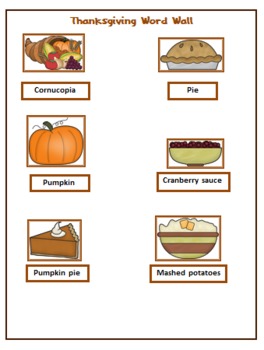 Preview of Portable Thanksgiving Word Wall for Students