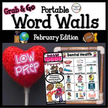 Preview of February Word Wall: Groundhog, Valentine, Dinosaur Monthly Winter Word Walls