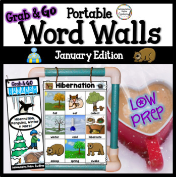 Preview of January Word Wall: Penguins, Hibernation, Winter Word Walls Printables