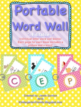 Preview of Portable Primary Word Wall  ~*EDITABLE*~