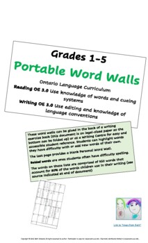 Portable Desktop Word Wall Grade 1 - Printable PDF