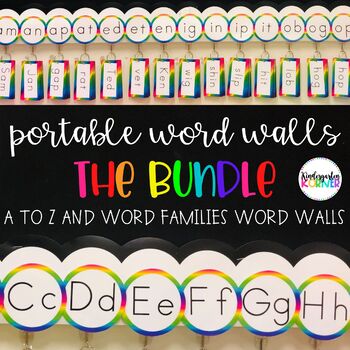 Preview of Portable Word Walls THE BUNDLE - A to Z and Word Families Word Walls K, 1