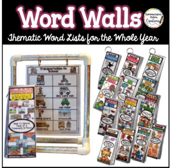 Preview of Word Wall Bundle: Monthly Word Walls Whole Year, Thematic Printables