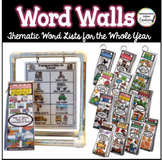 Word Wall Bundle: Monthly Word Walls Whole Year, Thematic 