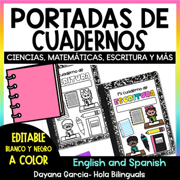 Preview of Portadas de cuadernos-NOTEBOOK COVERS SPANISH- EDITABLE