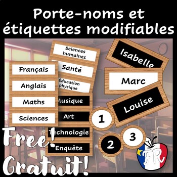 Preview of Porte-noms et étiquettes modifiables (French, Editable Labels and Name Tags)
