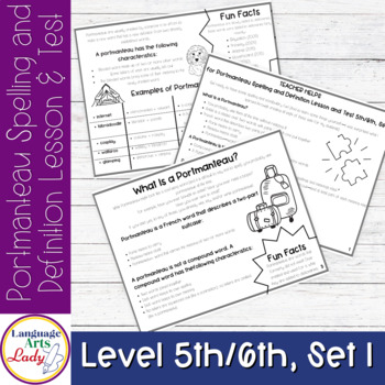 Preview of Portmanteau Spelling and Definition Lesson & Test | Level 5th & 6th | Set I