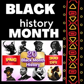 Preview of Portrait Black history Month Clipart Bundle Graphique PNG Commercial Use Digital