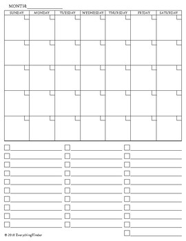 Portrait Calendar - Blank Template by Everything Kinder | TPT