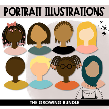 Preview of Portrait Illustrations - The GROWING Bundle