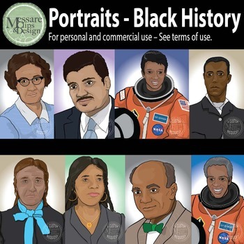 Preview of Portraits Black History Month Clip Art Set #1 {Messare Clips and Design}