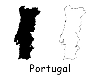 Portugal Outline Silhouette Map Illustration With Districts. Royalty Free  SVG, Cliparts, Vectors, and Stock Illustration. Image 75080275.
