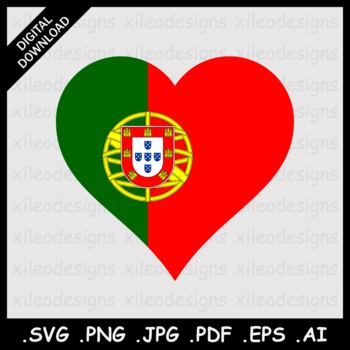 Preview of Portugal Heart Flag Portuguese Love Clipart Cricut Vector SVG PNG JPG PDF EPS AI