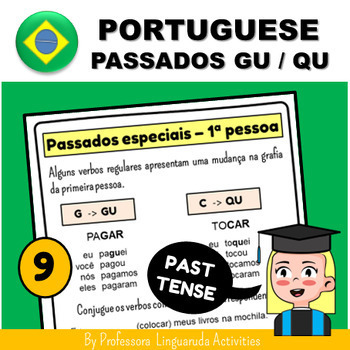 Preview of Português Brasileiro Passado GU / QU - Brazilian Portuguese for kids