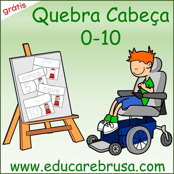 Preview of Português, Educação Especial e Inclusiva, Quebra Cabeça Numérico 0-10 Grátis